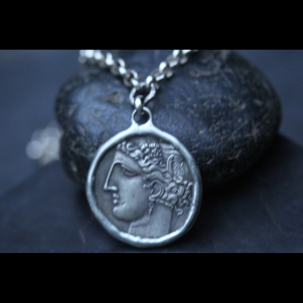 Sterling Silver Greek Coin Pendant